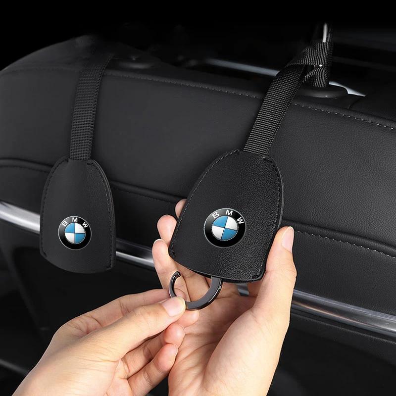 1/2pcs Leather Car Seat Back Hooks Portable Hanging Bag Rack For BMW E30 E34 E36 E39 E46 F10 F13 M Performance X1 F48 X3 X4 X5