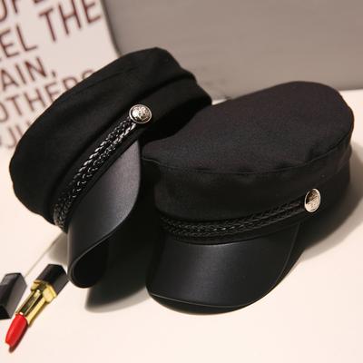 Fashion Travel Captain Spring Autumn Black Flat Top Sailor Hats Hat Beret Caps Octagonal Hat