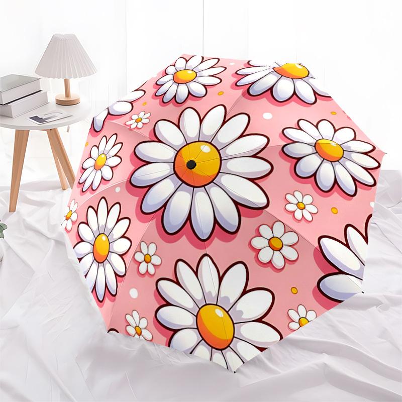 1pc Flower Pattern Fashionable Automatic Opening/Closing Folding Umbrella with 8 Bones, Windproof Portable, Daily Use155
