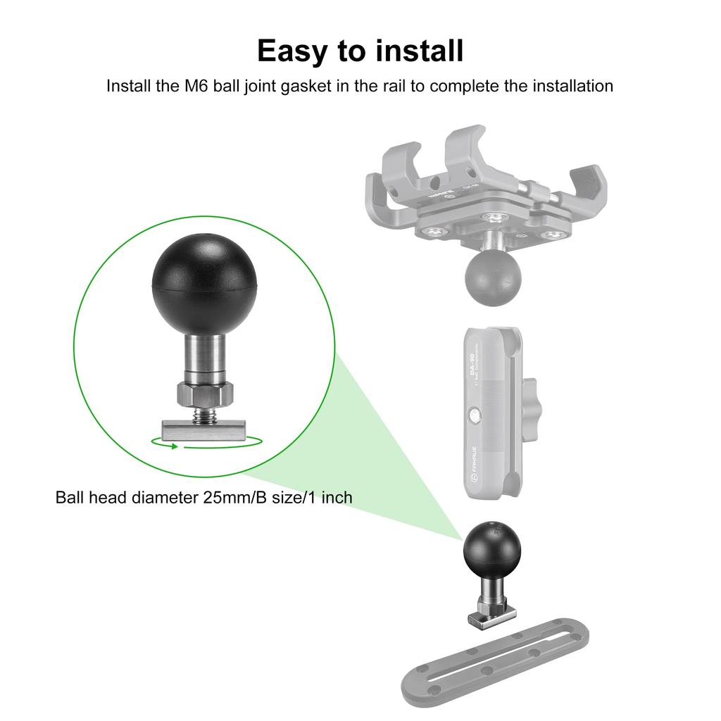 FANAUE 1 Inch Ball Mount Trackball Base with T Bolt
