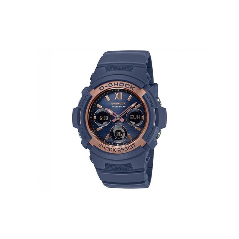 

Casio G-SHOCK Series Bronze Frame Quartz Movement Resin Strap Japanese and Korean Watch Men s Watch Blue Dial AWR-M100SNR-2A синій