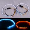 New 2Pcs 60cm Ice Blue & Amber LED Universal Car Daytime Running Light Turn Signal Lamp Strip 12V