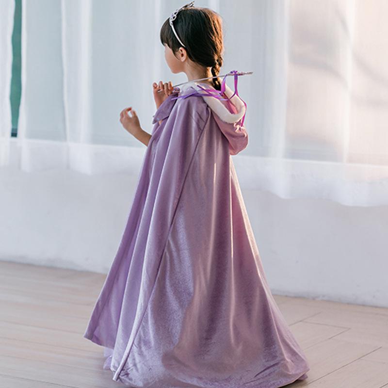2025 Spring & Autumn Children's Multicolor Hooded Cloak - Plush Velvet Warm Kids' Christmas Cape