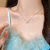 Elegant Shiny Zircon Star Cross Pendant Necklace Sweet Cute Girls Round Crystal Clavicle Chain Women Y2K Jewelry