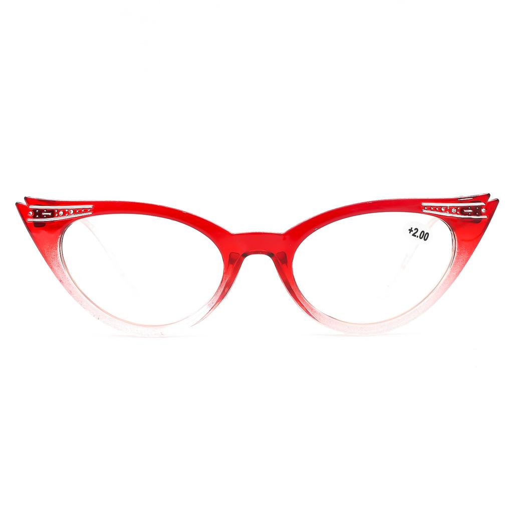 Modische Lesebrille für Damen im Cat-Eye-Stil, Maurerrahmen, luxuriöses Design, schädliches Licht blockierendes Computerglas