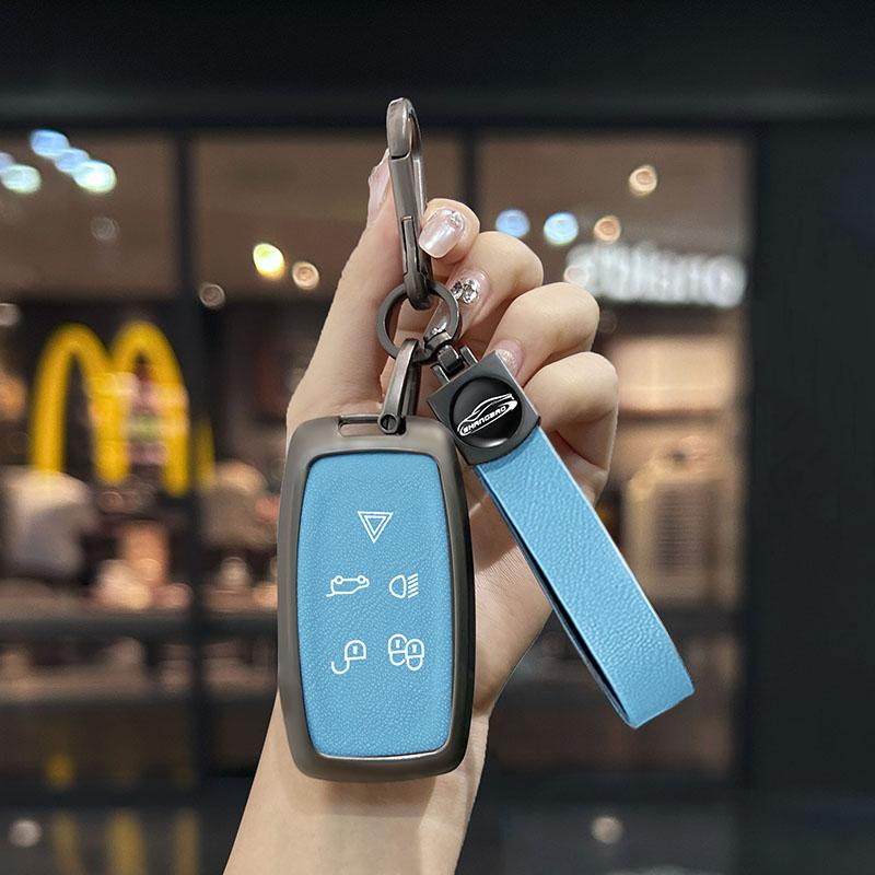 Car Key Case Cover For Land Rover Sport Freelander Discovery 4 Range Rover Sport Lr4 2010-2012 Zinc Alloy Leather Auto Keychain