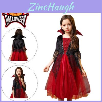 Kids Halloween Wicked Vampire Cosplay Costume Red Tulle Skirt Fancy Dress Party