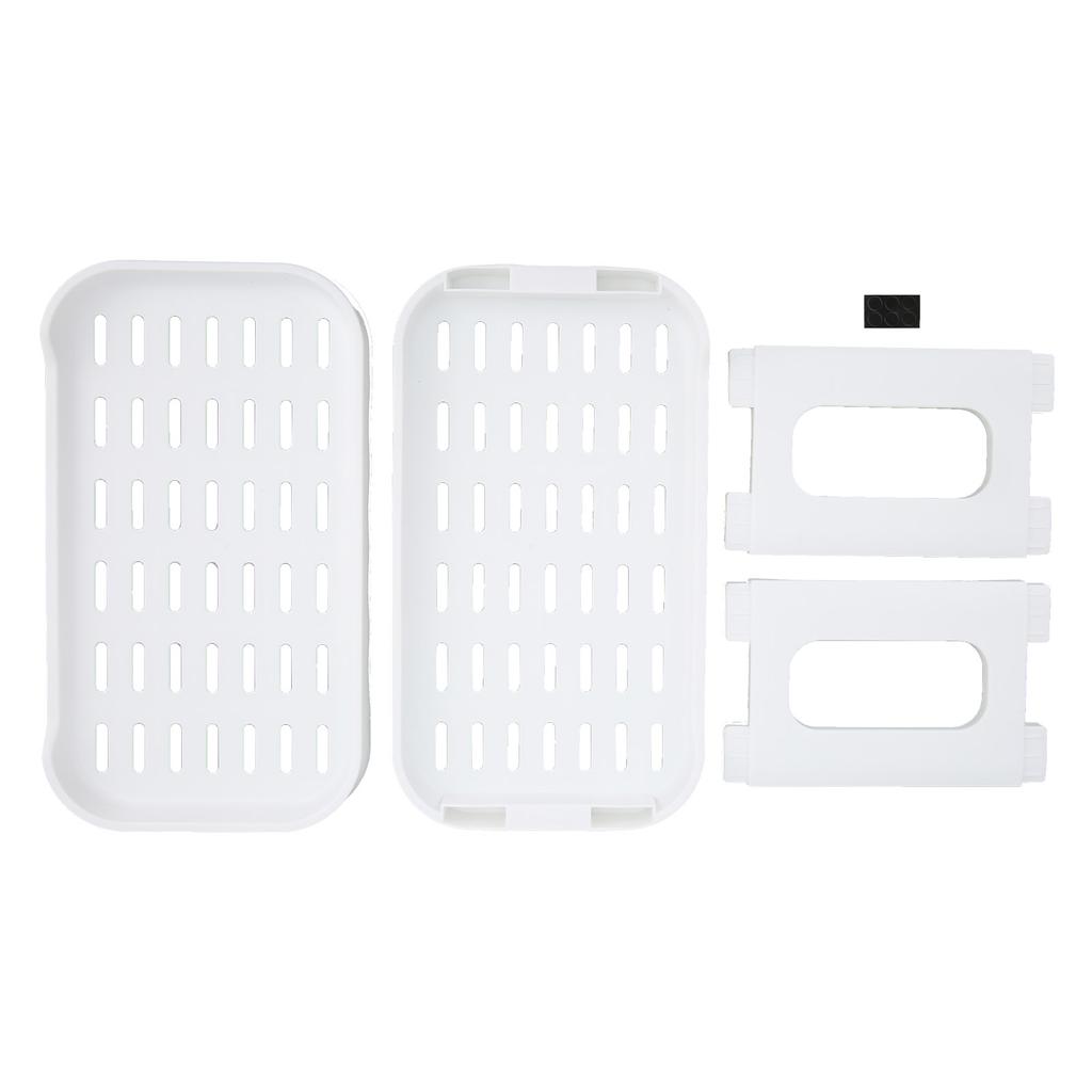 Double Layer Desktop Storage Rack Large Capacity Fence Design White Cosmetics Desktop Plastic Storag