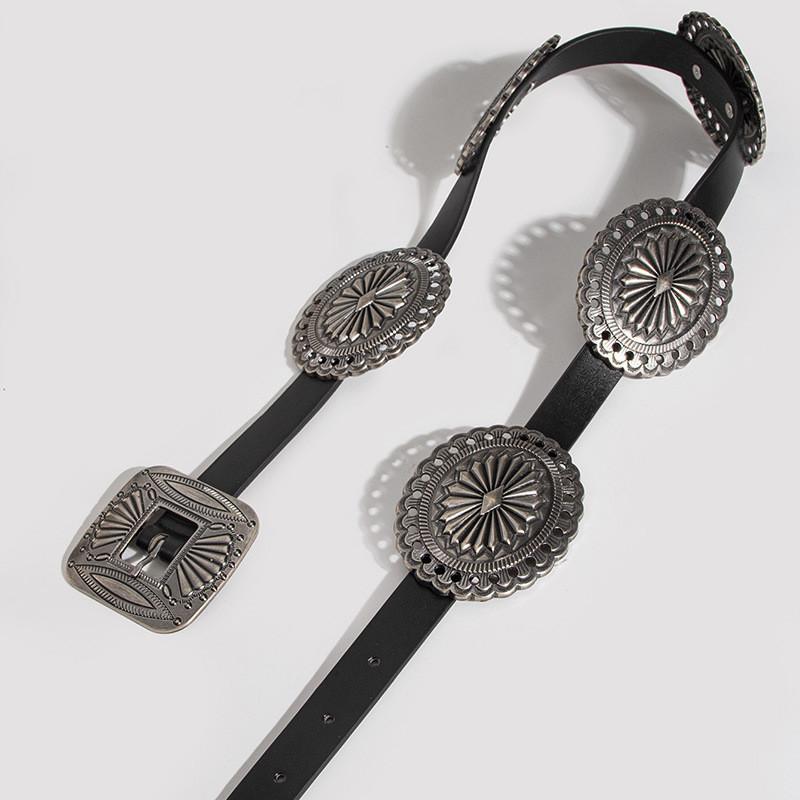 Vintage Western Style Waist Belt Handmade Alloy Buckle For Ladies Daily Wear