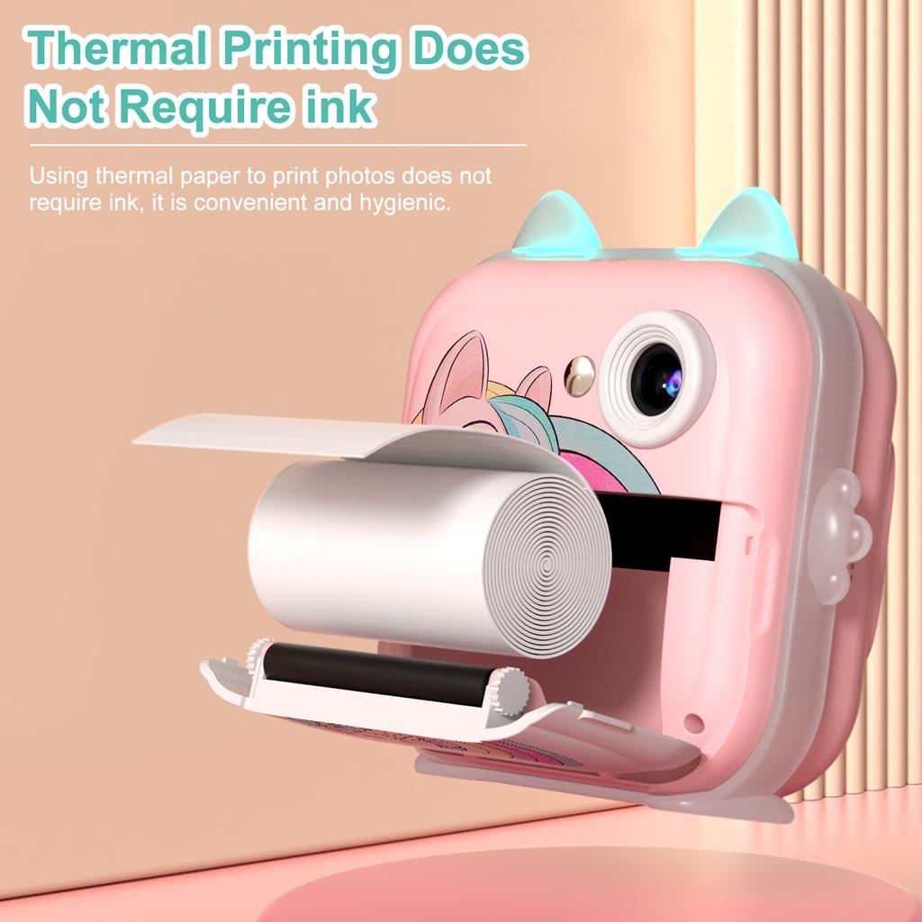 MISIRUN Kids Camera Instant Print Boys Girls Gift Children Digital Video Camera Photo Thermal Printing 32G Card Educational Toys