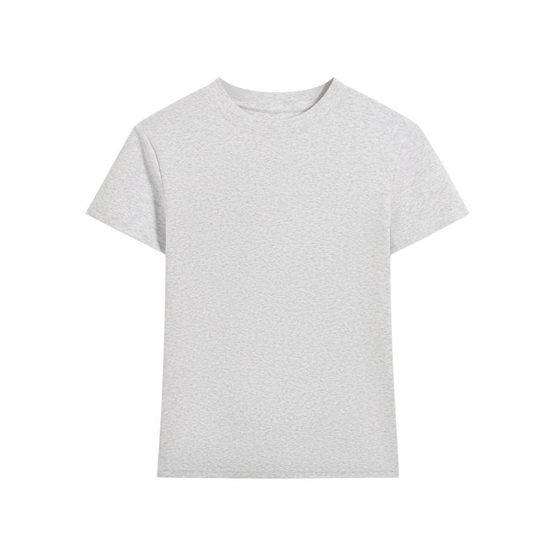 French Style Slim Fit Round Neck T-Shirt for Women - 2025 Summer Short Sleeve Elastic Top