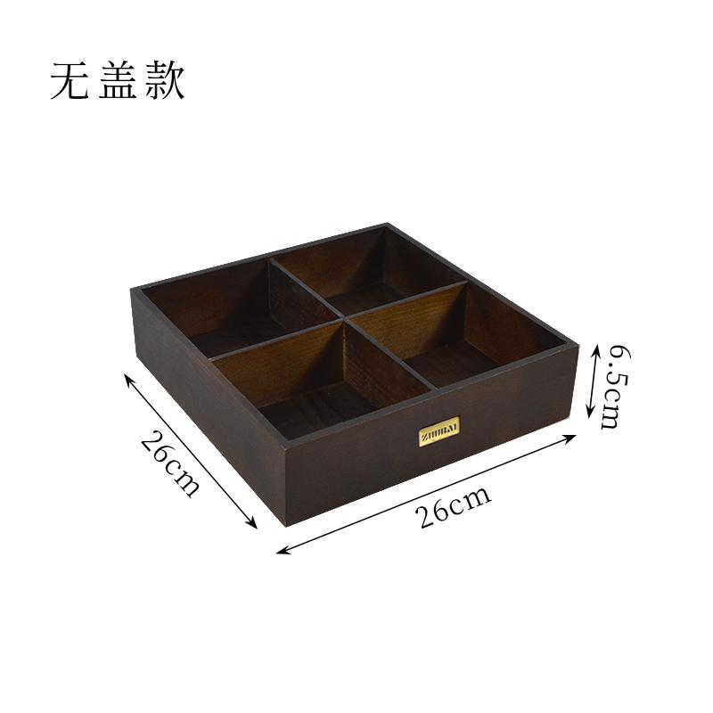 

Квадратный деревянный ящик для хранения, коробка для сухофруктов, пластиковая крышка, 4 ячейки, коробки для закусок, тарелка для орехов, контейнер для закусок, настольный органайзер для хранения