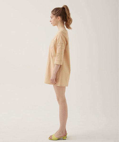 Letters Square Neck Casual Dress (Orange)