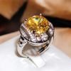 Golden Yellow Diamond Ring Oval Full Topaz Diamond Ring CAIBAO Series Viva Ring