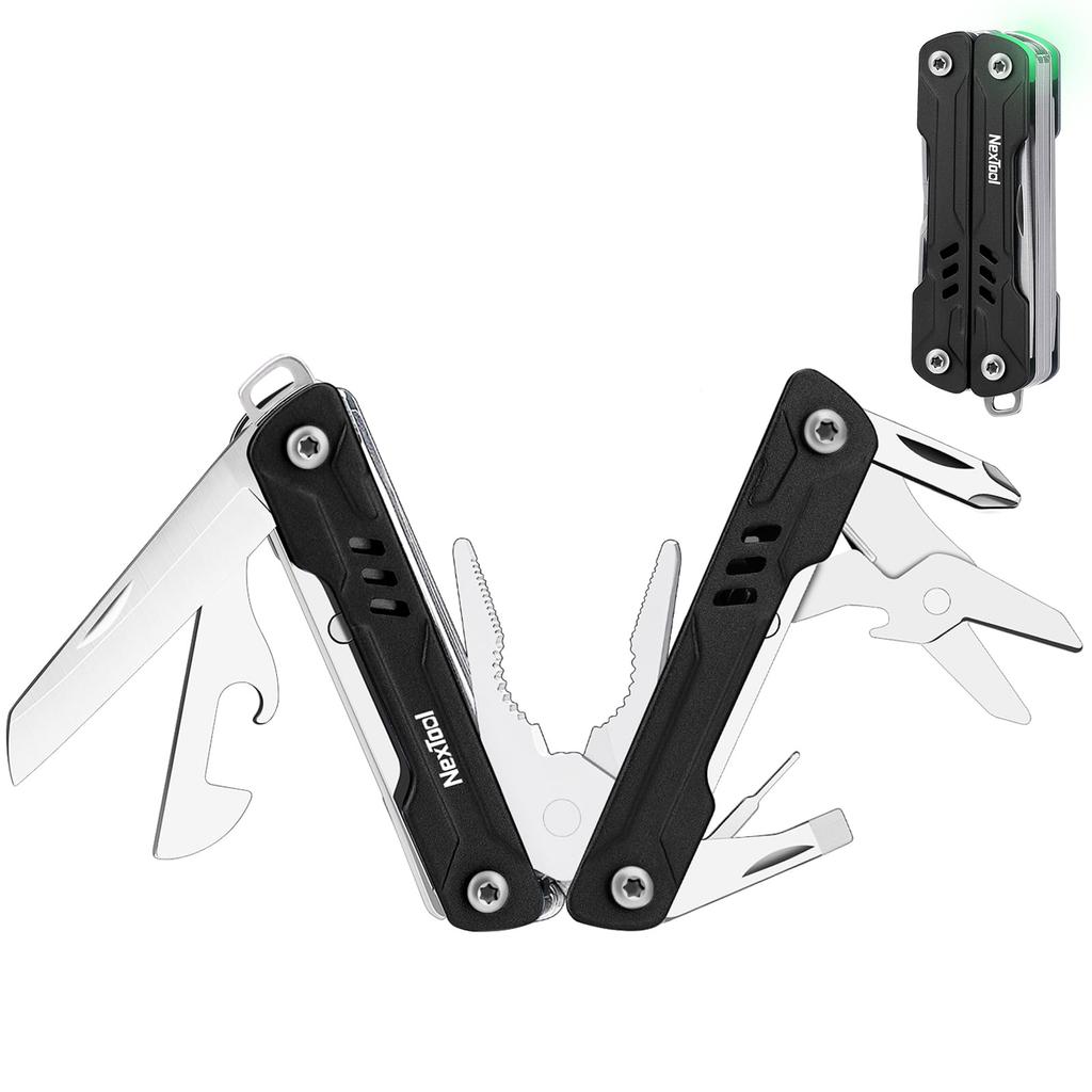 NexTool Mini Sailor S11 Compact with Needle Nose SIM Card and Gift for Men Black Multi-Tool, 11-in-1 Multi-Tool Pliers, Scissors, Extractor,