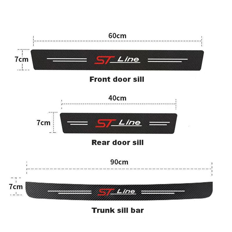 Carbon Fiber Car Sticker Protector Strip Auto Door Sill Waterproof Protect Film For Ford ST Fiesta Focus Edition Car KUGA Mondeo