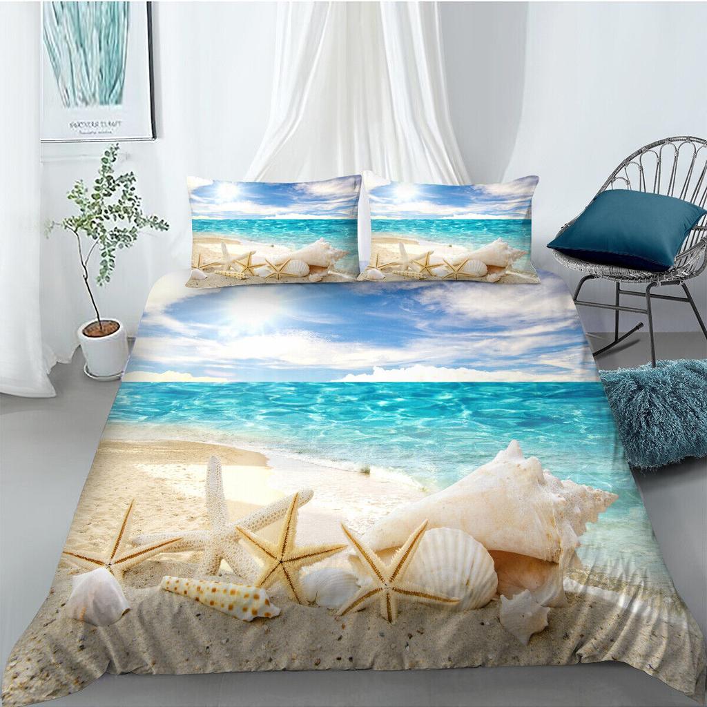 Ocean Beach Wave Ship Quilt/Doona/Duvet Cover Pillowcase Bedding Set