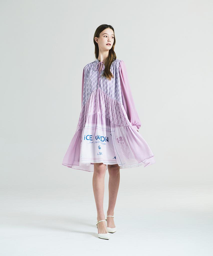 Aiseugadeuneiogongpal Monogram Print Chiffon Dress
