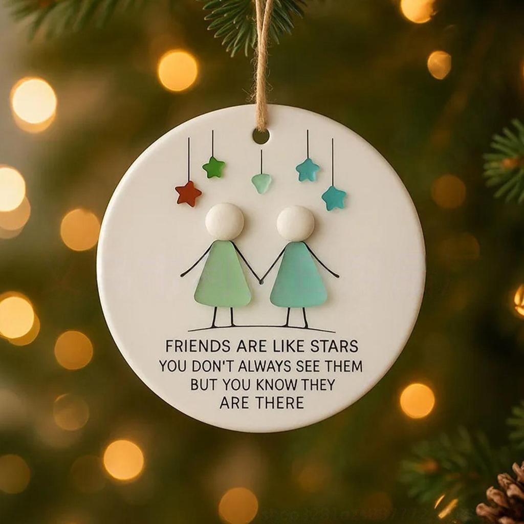 Friendship Christmas Ornaments Acrylic Friend Ornaments For Christmas Tree Hand-Carved Heart Shape Pendant Keepsake Figurines
