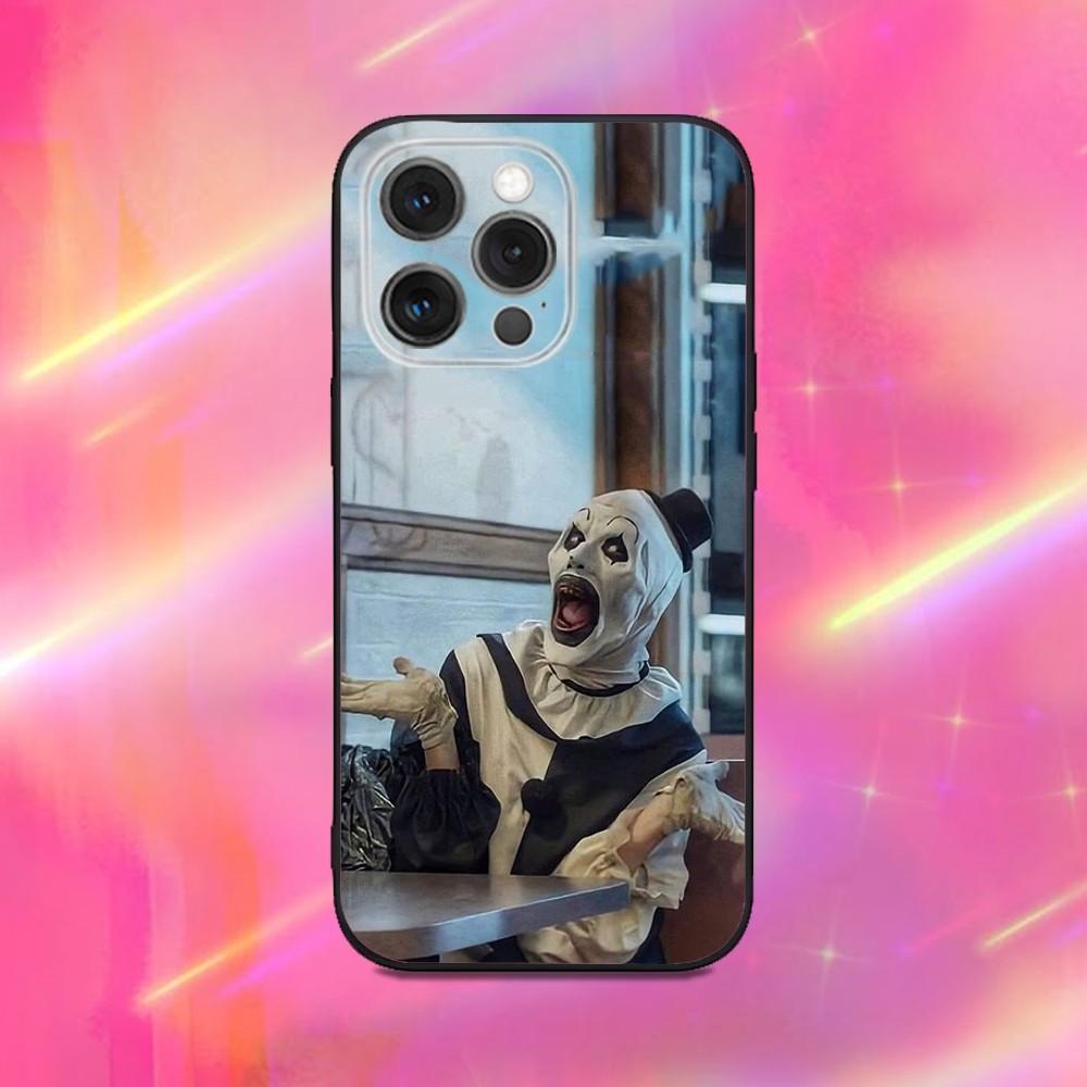 

Horror Art the Clown Funny Phone Case For iPhone 16,15,14,13,12,11,Pro,Max,Plus,X,XS,XR,SE,8,7,Mini,Soft Silicone Black Case iPhone12PROMAX