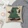 Cartoon Black Cat Decorates Christmas Tree Square Pillowcase Pillow Cover Cushion Decor Comfort Throw Pillow for Home Car