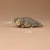 Handmade Brass Crocodile Statue Crafts Mini Cute Animal Sculpture Tea Pet Desktop Ornament Retro Lucky Home Decor for Gifts
