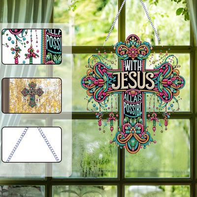 Acrylic 2D/Flat DIY Special Shape Hanging Diamond Art Kits Rhinestone Diamond Art Window Pendants Wall Decor for Home & Windows