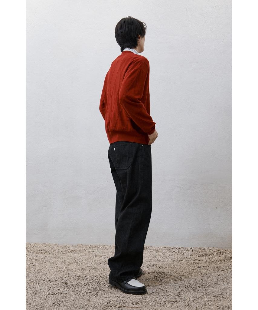 YOUTH Round Neck Textured Cardigan - Red