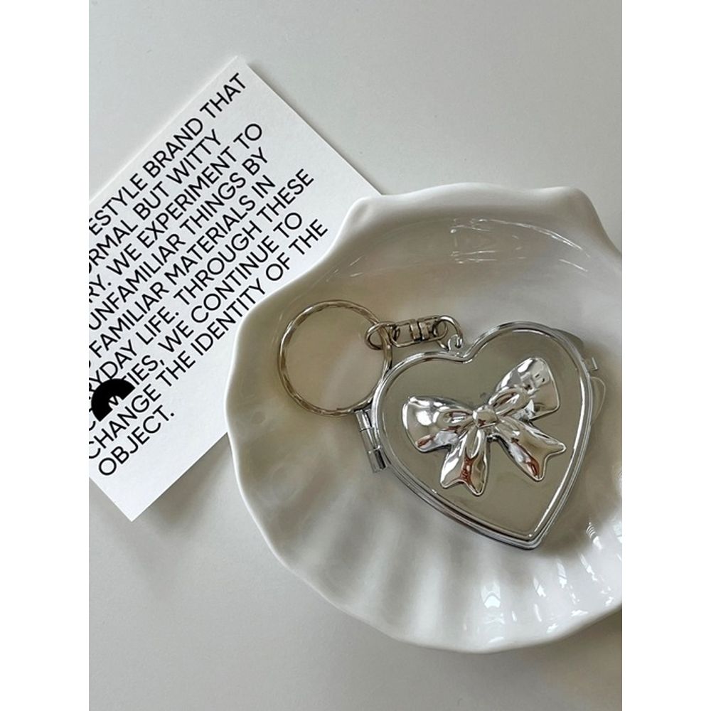Elegant table heart ribbon mirror keyring pouch keyring phone keychain