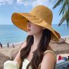 Summer New Hat Women's Solid Color Versatile Color Glue Bow Bucket Hat Outdoor Folding Sun Protection Cover