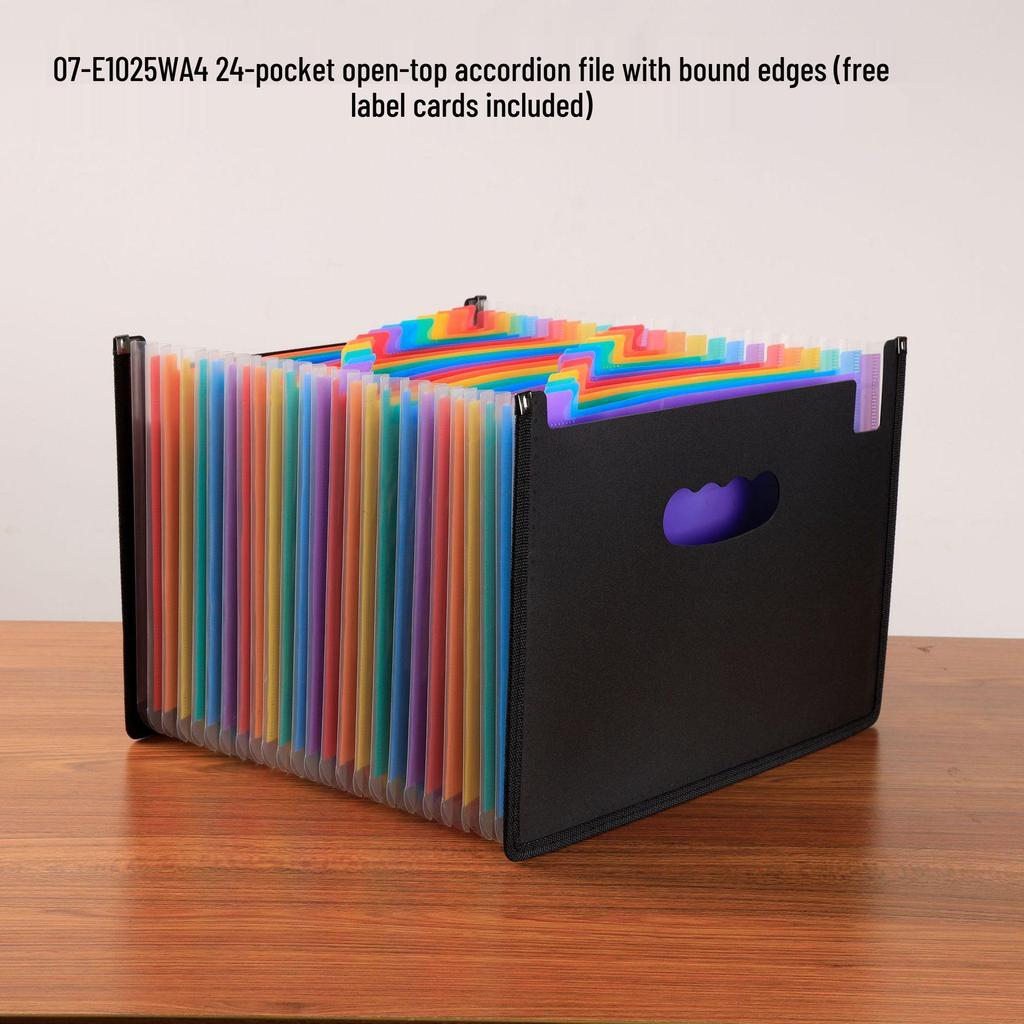 Student A4 Rainbow Test Paper Accordion Folder with Round Cover, 12/24 Grids Portable