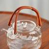 800ml Rattan Woven Handle Irregular Surface Heat-resistant Glass Teapot Boiling Flower Puer Oolong Tea Pot Kungfu Tea Set