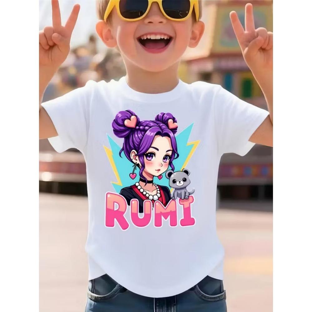 2026 Film Caldo Maglietta in Morbido Cotone per Bambine Abbigliamento per Bambini Fan KPop Cacciatori di Demoni Regali Vestiti per Bambini Moda Top Casual
