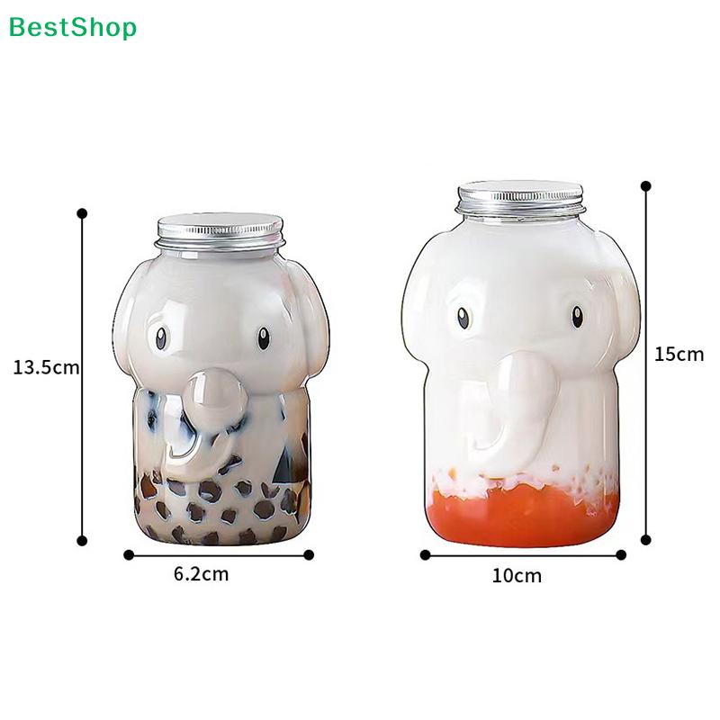 350/500ml Elephant-Shape Plastic Bottle Clear Milk Tea Bottle Water Bottle Portable Coffee Drinking Cup Drink Bottle