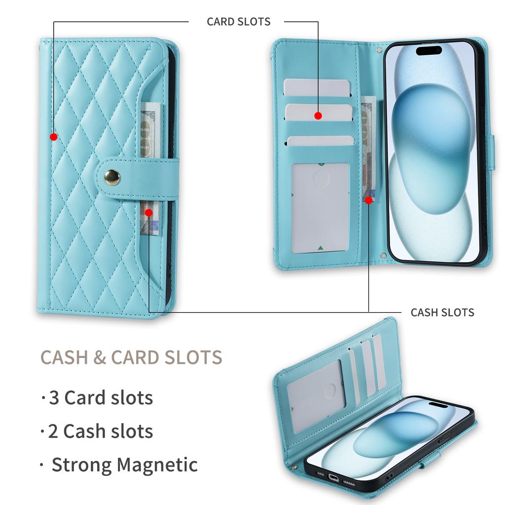 Crossbody Cards Solt Wallet Leather Flip Case For iPhone 16 15 Pro Max 14 Plus 13 12 Book Stand Lanyard Strap Bag Purse Cover