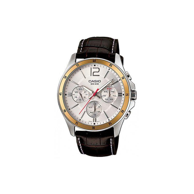 Casio Men's Silver Standard Series Enticer Unicorn Belt Waterproof Business Quartz Movet Leather Strap Watch Watches Mtp-1374L-7A