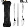 1 Set Portable Stainless Steel Printed Knife, Fork, Chopsticks and Spoon Set Flatware Set Student Portable Cutlery
