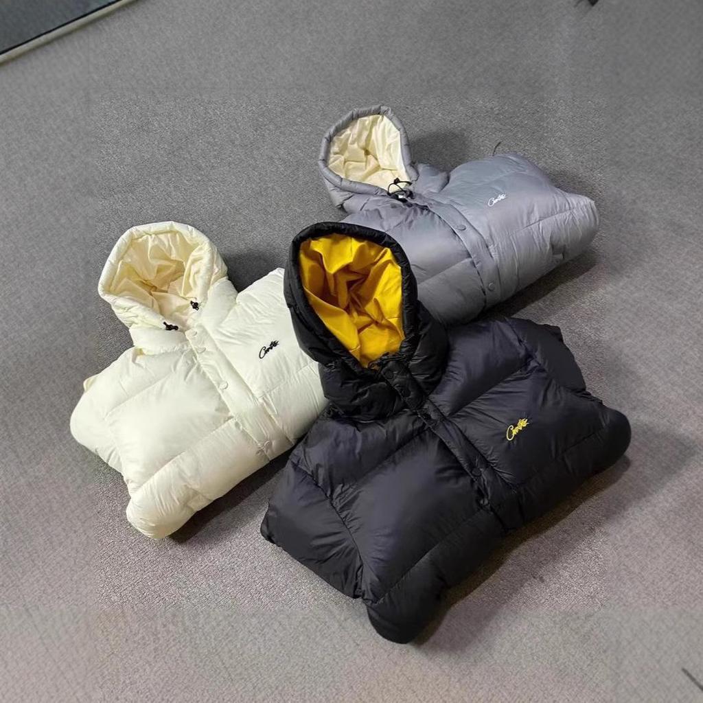 Corteiz 24ss Alcatraz Bestickte Kapuzen-Daunenjacke - Trendiger Winter-Paarstil