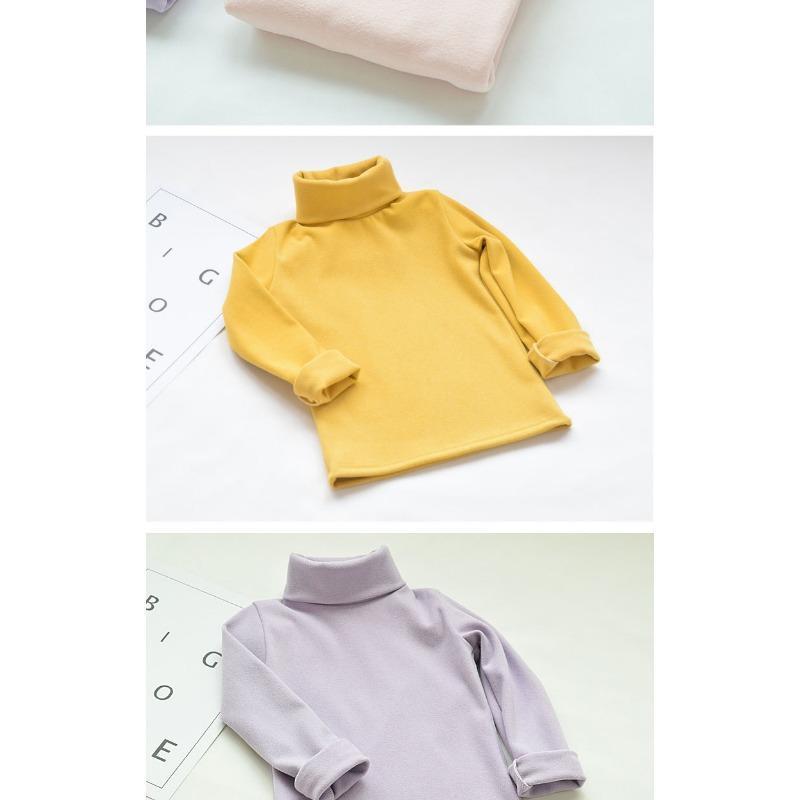 Mädchen Kinder Langarm Hoher Kragen T-Shirt Herbst Basic Oberteil