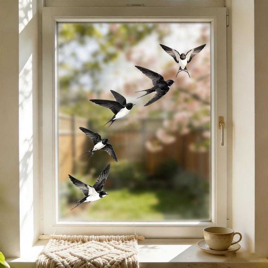 Spring-themed Swallow Glass Stickers for Bedroom, Living Room and Balcony Windows Decoration
