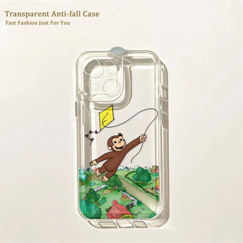 Tongue Sticking Monkey Phone Case For iPhone 17 16 16e 15 14 13 12 11 Mini Pro Max X XR XSMax 8 Air Plus Transparent Back Cover