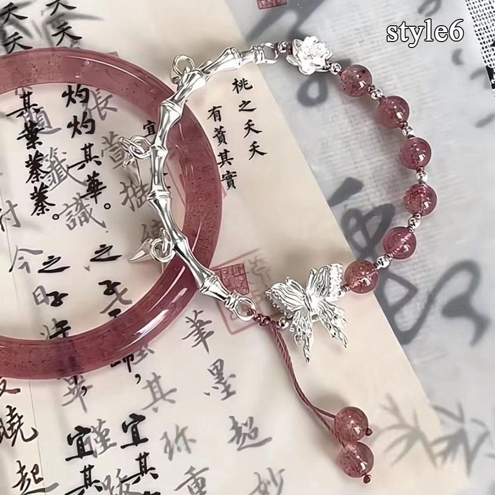 Brățară cu Mărgele de Sticlă Lanț cu Pandantiv Mărgele Norocoase Împletit Brățară din Aliaj Pandantiv Cadou Brățară Elastică Stil Chinezesc Bijuterii pentru Încheietură