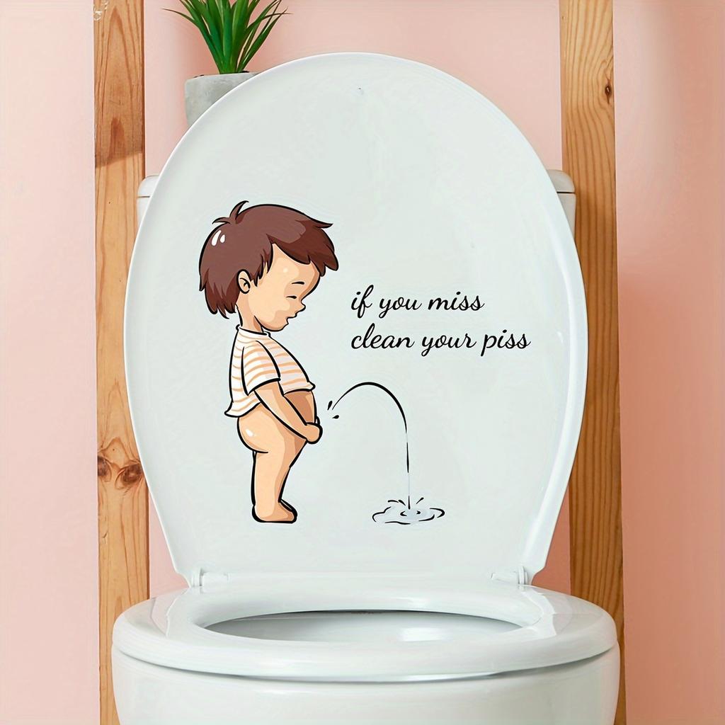Creative Kids Bathroom Wall Decals Toilet Stickers with Fun English Self-Adhesive Decor for Toilet and Bathroom