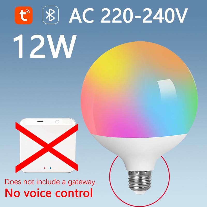 Tuya Bluetooth Smart LED Bulb Dimmable E27/B22 Bulb G80 RGBCW Color Changing Light Intelligent Life APP Group Control Timing