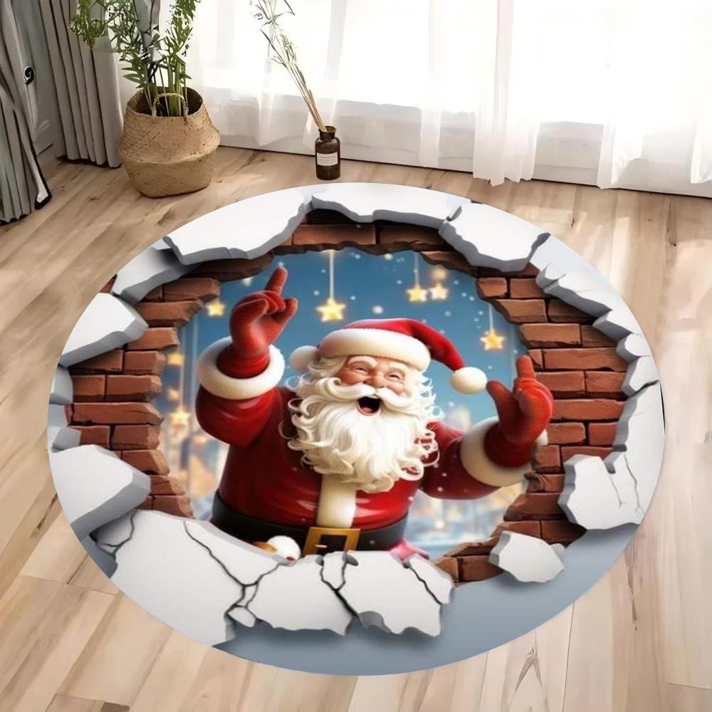 3D Christmas Circular Floor Mat Study Chair Carpet Holiday Scene Decoration Carpet New Year Atmosphere Carpets Home Decoration