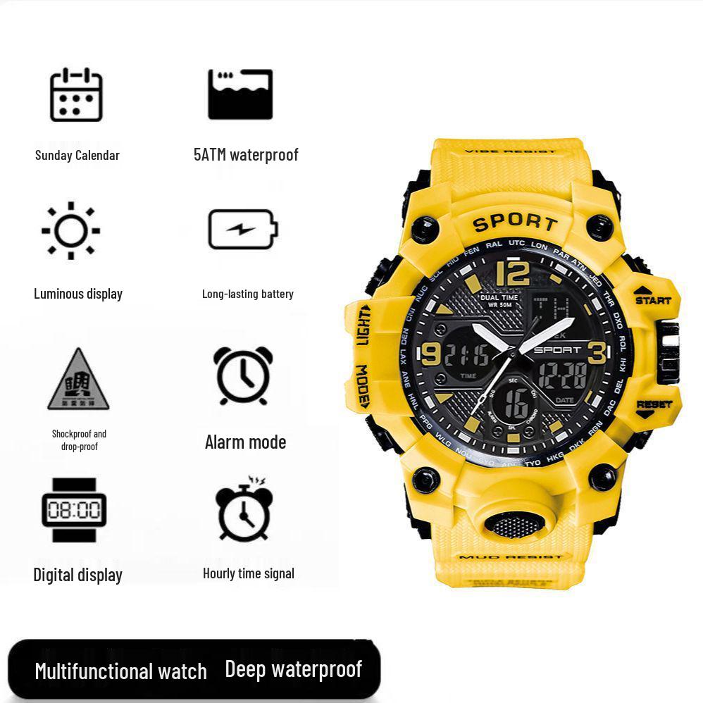 

Водонепроницаемые спортивные часы-будильник с двойным дисплеем для подростков и мужчин