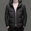 Men's 90% White Duck Down Hooded Jacket - Trendy Winter Wear for Middle-Aged Dads, Fashionable and Warm.