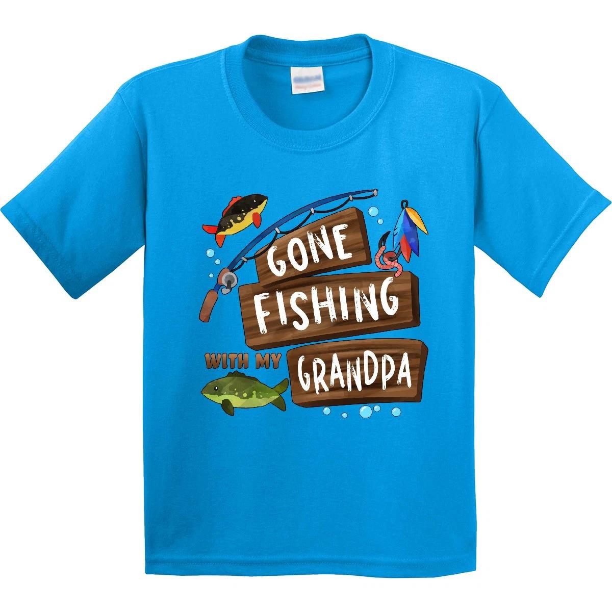 

Inktastic Gone Fishing With My Grandpa Youth T-Shirt Kids Fish Grandchild Rod 130