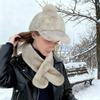 Autumn Winter Faux Mink Fur Baseball Cap for Women with Pom Pom, Faux Fur Warm Fleece Hat Scarf Set For Outdoor Travel
