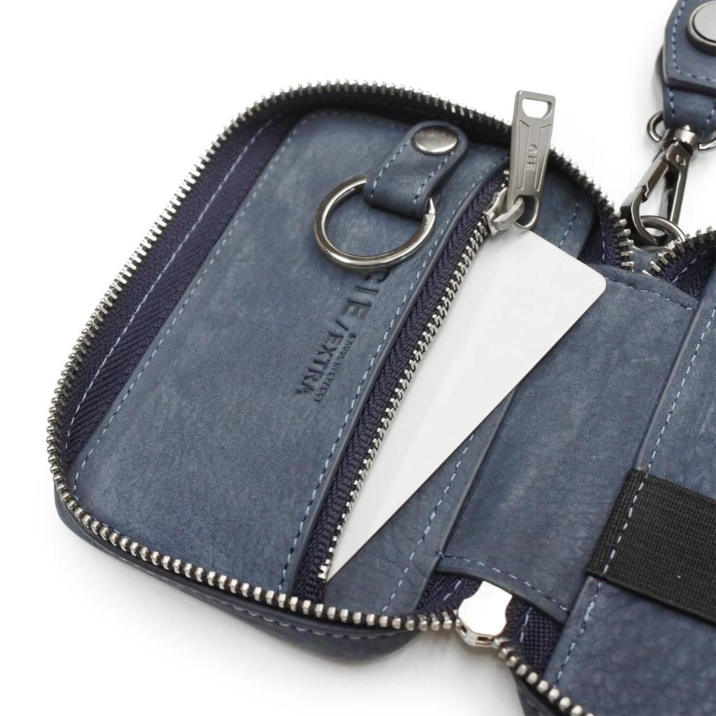 CIE FOLK KEYCASE - L BROWN Genuine Leather Nubuck with Hook and Eye Closure, Reflector, Round Zipper, Smart Key Case, Card Slots, Men's and Women's